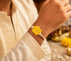 Marigold Floral Handcrafted Crochet Rakhi for Raksha Bandhan